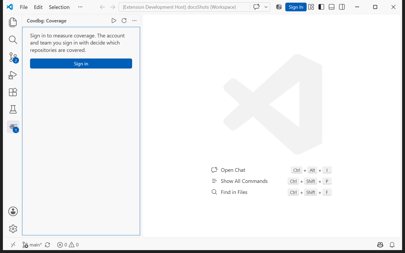 The Coverage view before the sign-in, with a Sign in button